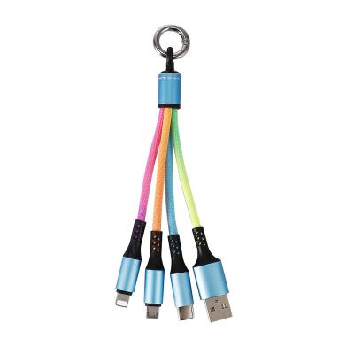 China Smart Cell Phone 20 Cm Reversible Textile Types Universal 3 In 1 Usb Charger Cable For Samsung for sale