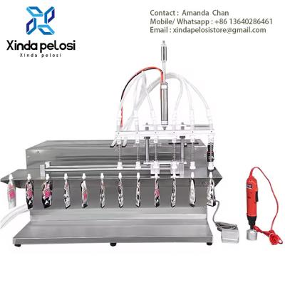 China Desktop  6 Heads Nozzles Bottle Filler Gear Pump Bottles Containers,Spout Bag Filling Machine à venda