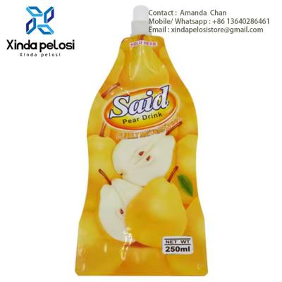 China Material de embalagem de suco personalizado de qualidade alimentar Sacos de plástico auto-sustentáveis com bocal de plástico à venda