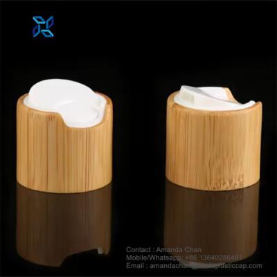 China Press Flip Top Cap para garrafa de shampoo Bamboo Disc Cap para garrafa cosmética à venda