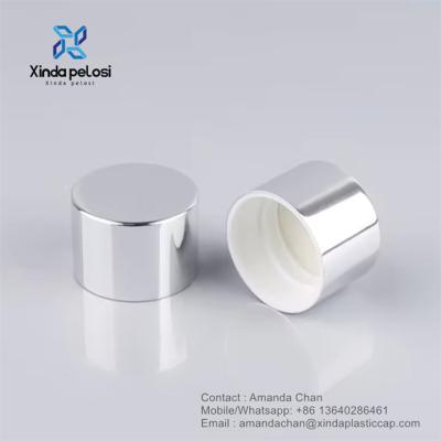 China Custom Shiny Silver Aluminum Screw Cap For Bottle Packaging Cosmetic Packaging en venta