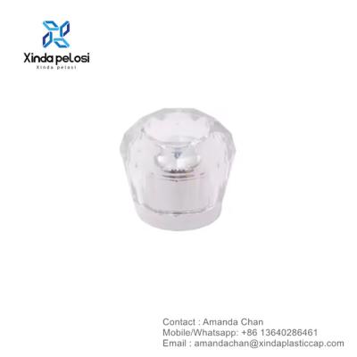 China Cosmetic Bottle Plastic Acrylic Decorative Metal Cap Screw Top Transparent Cap for sale