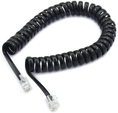 China 16mhz Spiral Telephone Cable Shielded RJ9 RJ11 RJ12 Coiled Telephone Line 6P6P 6P4C 4P4C 4P2C for sale