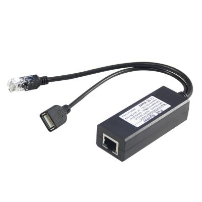 China PoE Splitter 48V bis 5V 2.4A USB Typ A Weiblich 802.3af Power Over Ethernet zu verkaufen