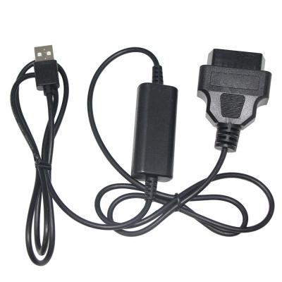 China 9-36v Custom Car Diagnostic Cable 28-24AWG DVR OBD2 16Pin to USB A Male OBD Step Up Cable Te koop