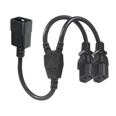 China Outlet Y Splitter Power Socket C20 Male To 2X C13 Female Connector 0.75Mm 1.0Mm Extension en venta