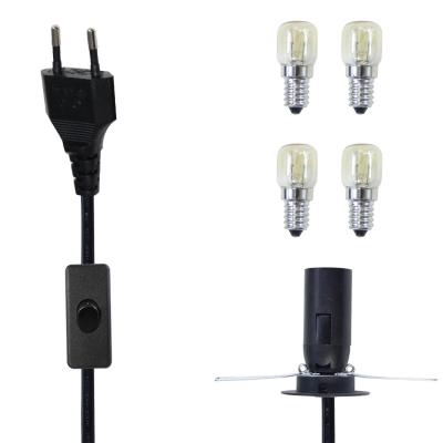 China Black E12 Light Bulb Holder Socket Electric Cable EU 2 Pin Salt Lamp Power Cord with 303 On/off Switch zu verkaufen