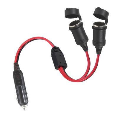 China Car Cigarette Lighter Adapter Male To 2 X Female Car Charging Extension Cord for sale