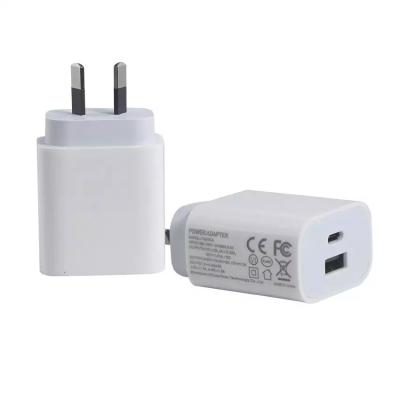 China SAA USB-C-Adapter 1A+1C Port QC2.0 Schnellladung PD-Ladegerät 20W zu verkaufen