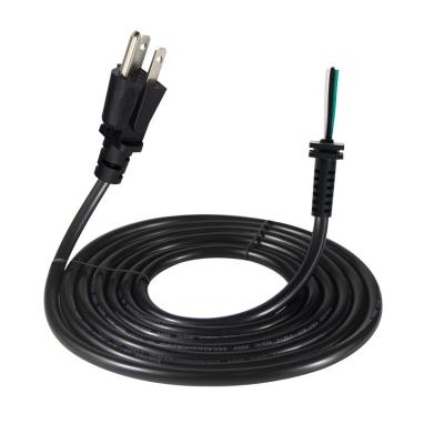 China Open Wiring Plug North America Canada Power Cable 3Pin Nema 5 15P Extension Cord for sale