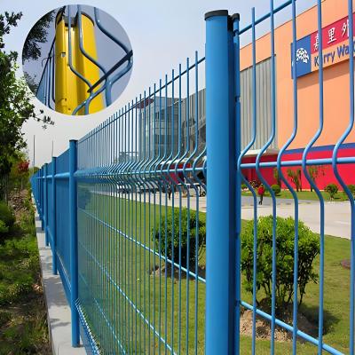 China Blue Backyard Metal Fence 6ft Curved 3D Double Wire Mesh Fence for sale