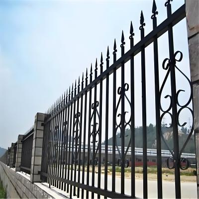 China 1.8x3M Spearhead Iron Fence Panels Black Tubular Metal Fencing for sale