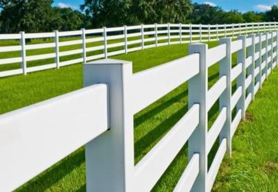 中国 UV Resistant Plastic White Vinyl PVC 3 Rail Horse Fence 販売のため