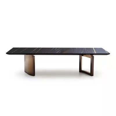 China Luxury and Minimalist Lightweight Most Popular Factory High Quality Indoor Furniture Fashion Steel Dining Table for sale