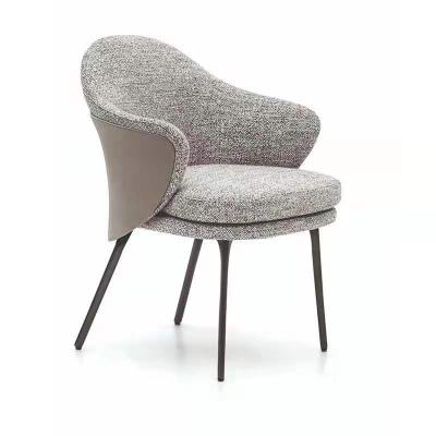 China Casual Style Minimalist Simple Modern Stylish Dining Armchair , Fabric Design Dining Chairs With Metal Legs for sale