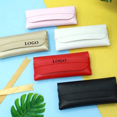 China New Fashion OEM Eyewear Bag Glass Pouch Black Custom Logo Leather Soft PU Sunglasses Case for sale