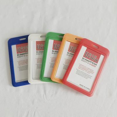 China Eco-friendly Round Side PP ID Card Holder Work Card Holder Business Double Pop Up Card Holder for sale