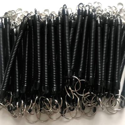 China Anti-lost Elastic Spiral Spring Rope PU With Keychain Accessories Hook for sale