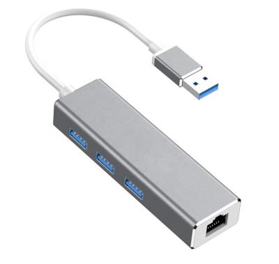 China ABS+Aluminum Amazon Top Sales Type C USB 3.0 Hub 3 Port With Gigabit Ethernet RJ45 Adapter 1000Mbps for sale