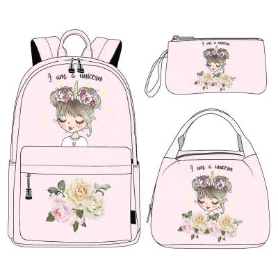 China Waterproof School Sets Custom 3 Pc Backpack Set Travel Custom Backpack With Logo Cartoon School Bag Kids Backpack Cooler Bag For Food for sale