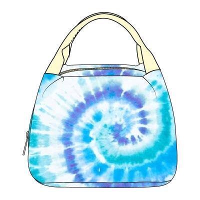 China Custom Lunch Bag Casual Lunch Bag For Women Adults Kids Insulated Tie Dye Foldable Thermal Cooler Bag for sale