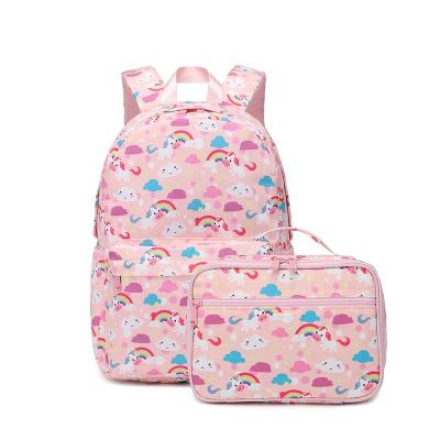 China New arrivals waterproof 2021 pink kids school bags backpack set cartoon printing backpack for girls bookbag primary school bag cute lunch box for sale