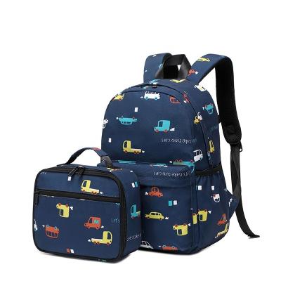 China 2021 New Products Cartoon Waterproof Backpack Car Backpack School Bag Polyester School Bag Children School Primary School Bag Set for sale