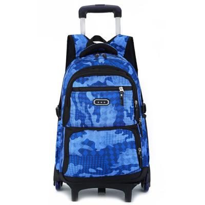 China Waterproof School Children Camouflage Trolley Bags Rolled Rolling Backpacks For Kids for sale