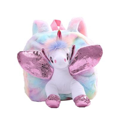 China 3D Toddler Animal Backpack For Girls Mini Plush Unicorn Backpack For Girls Backpack Kindergarten Doll Toy Bag for sale