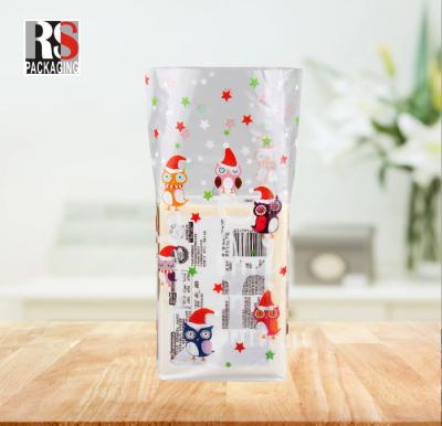 China Customization Stand Up Pouch Cross Block Bottom Bags Cellophane Clear Treat Poly Plastic Bag Square Bottom Bags for sale