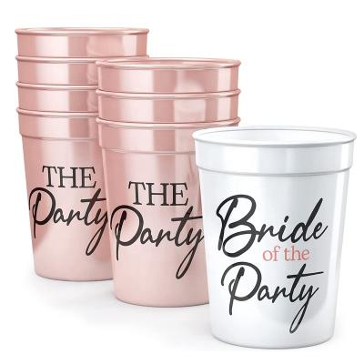 China Plastic Bachelor Party Decorations Bachelor Party Cups Team Bride Rose Gold Bridal Shower Cups for Bride and Bridesmaids 8 Pack for sale