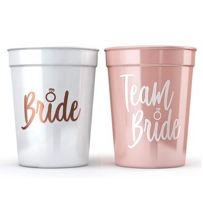 China Plastic Rose Gold Bridal Shower Decorations and White Bride and Team Bride Bachelorette Party Cups (11 Packets) for Wedding Showers for sale