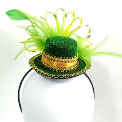 China Four Seasons Haiwin Party St Patrick's Day Mini Top Hat Feathered Headband Irish Green for Irish Festival for sale