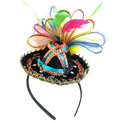 China Four Seasons Haiwin Mexican Cinco de Mayo Mini Fiesta Sombrero Party Mexican Glitter Headband for sale