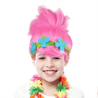 China Synthetic Fiber Haiwin Party Halloween Wig Pink Wig For Kids And Adult for sale