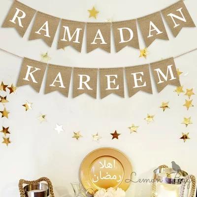 China Islamic Muslim Moon Ramadan Eid Mubarak Banner Star of RAMADAN Party Decoration Burlap Supplies for sale