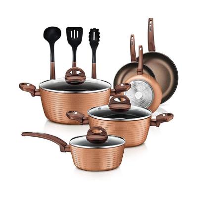 China Non Sustainable Stick Forged Aluminum Pot and Pans Set Cookware Sets Include Pan Casserole Fry Sauce Pan for sale