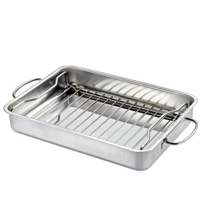 China Durable 40CM Good Quality Durable Using Stainless Steel BBQ Grill Turkey Roasting Pan Cookware Sets for sale