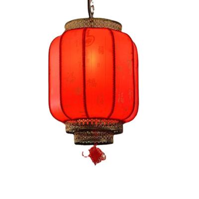 China New Years Traditional Chinese Lantern New Red Chinese Traditional Red Silk Lanterns Design Flocking Cloth Lantern For Spring Festival for sale