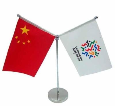 China Custom Healthcare Institutes Table Flag With Stand Base Custom Desk Flags Desk Table Flags for sale