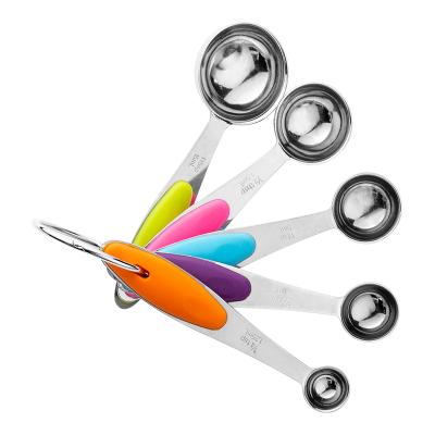 China Viable Wholesale Stainless Steel Hook Set Of 5 Pieces Colorful Round Coffee Dozer Kitchen Instrument for sale