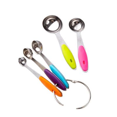 China Viable Wholesale Stainless Steel Hook Set Of 5 Pieces Colorful Round Coffee Dozer Kitchen Instrument for sale