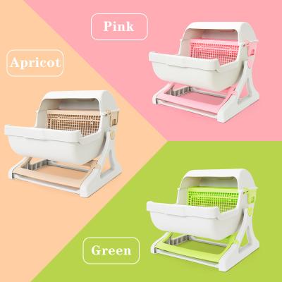 China Factory Direct Selling Extra Large Cat Toilet Semi-automatic Viable Pet Toilet Partially Enclosed Cat Litter Box for sale