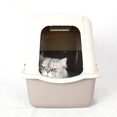 China Direct Selling Large Cat Iittle Super Viable Semi-automatic petsemi Box Cat Toilet Manufacturer Closed Litter Basin for sale