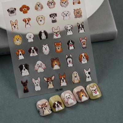 China Dots Series 5D Plastic Nail Stickers Puppy Glue Back Nail Slider Designs Sliders Women Nails Art Decor for sale