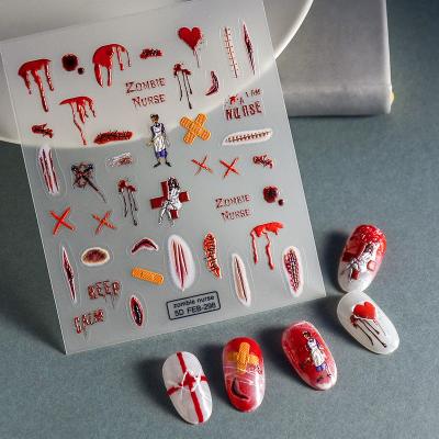 China Plastic Zombie Halloween Style 5D Nail Stickers Manicure Tips Cool Stuff Nail Decoration for sale