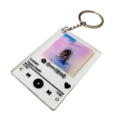 China Plastic custom acrylic butter keychain spotify transparent keychain password text keychain star song pendant wholesale for sale