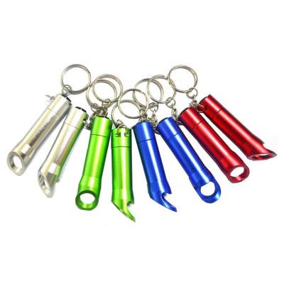 China New 2023 Hot Selling Metal Led Light Flashlight Key Chain With Multicolor Optional Bottle Opener Flashlight Bottle Opener Key Chain for sale