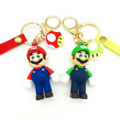 China Wholesale 2023 New Selling Mario Key Chain 3d Cartoon Rubber Keychain Rubber Pendant Super Hot Creative Soft Rubber Doll Rubber Car for sale