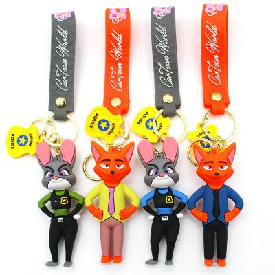 China Zootopia 2023 New Hot Selling Rubber Rubber Key Chain 3d Rabbit Key Chain Rubber Key Chain Wholesale for sale